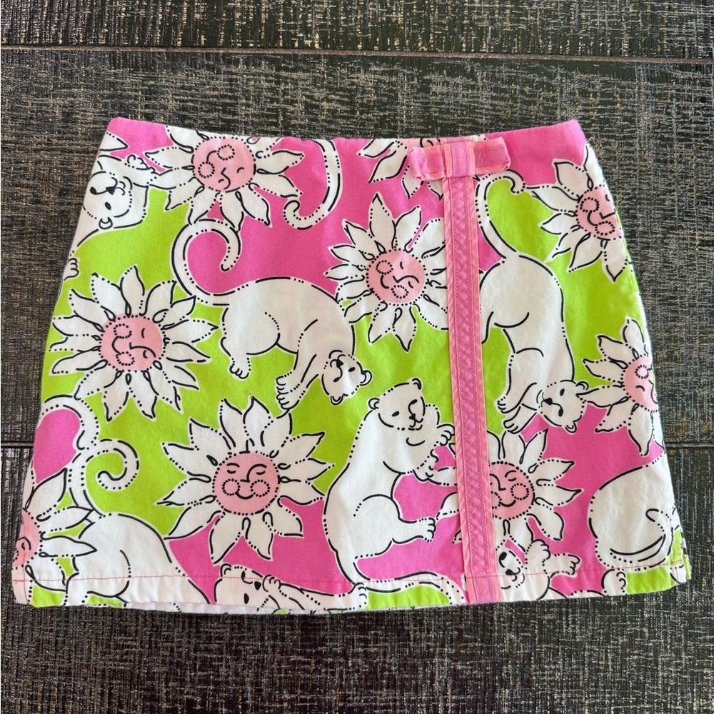 Lilly Pulitzer White Label 4T Pink and Green Animal Print Skort